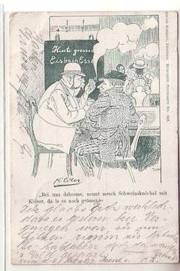 57492 Humoristische Postkarte Nr. 962 Edgar Schmidt, Dresden, Eisbeinessen 1898