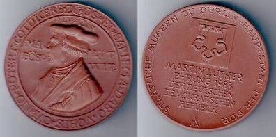 DDR Medaille Meissner Porzellan braun Martin Luther Ehrung 1983