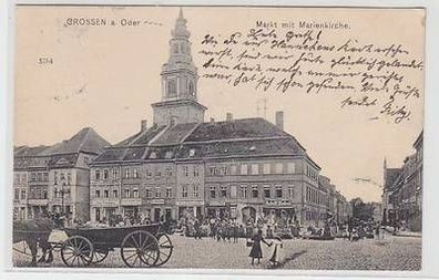 57737 Ak Crossen a. Oder Markt mit Marienkirche 1904