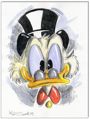 Klausewitz: Original Feder und Aquarell : Dagobert Duck Faces X / 24x32 cm