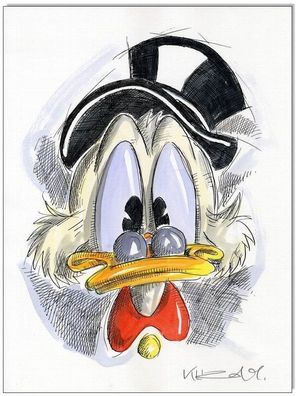 Klausewitz: Original Feder und Aquarell : Dagobert Duck Faces I / 24x32 cm