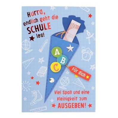 Sheepworld Gruss & Co Karte Schulanfang Geldgeschenk "Tüte Blau" mit Applikation Neu