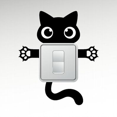 Lichtschalter Umrandung Aufkleber Schwarz Katze
