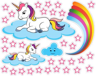 Wandtattoo Einhorn Wandaufkleber für Kinderzimmer Wandsticker