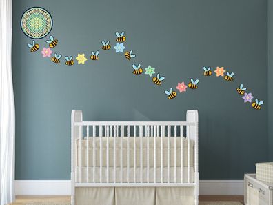 Wandtattoo Bienen Wandaufkleber für Kinderzimmer Wandsticker 13