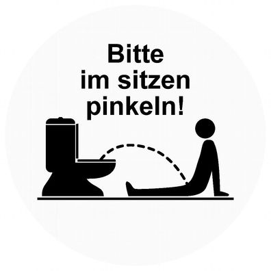 Bitte im sitzen pinkeln Aufkleber 10 cm silber