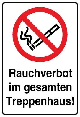 Rauchverbot im gesamten Treppenhaus 20x30 cm Rauchen verboten Aufkleber