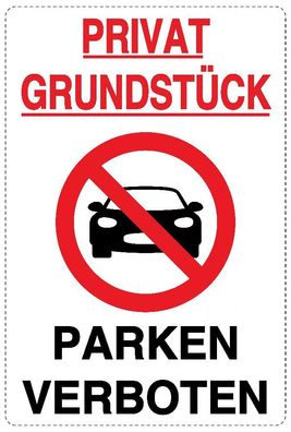 Privatgrundstück parken verboten Aufkleber 20x30cm