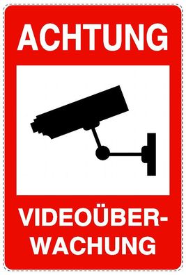 2x Videoüberwacht Videoüberwachungs Aufkleber Warnaufkleber Sticker Vertikal