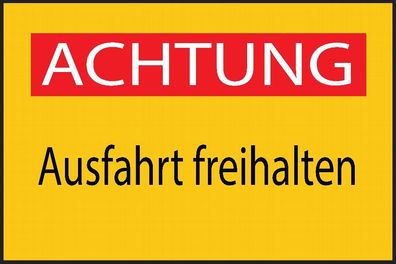 Achtung Ausfahrt freihalten Aufkleber 30x20cm Sticker Hinweis Warnung