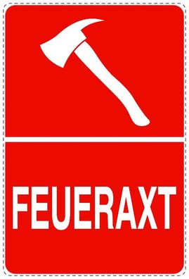 Feueraxt Schild Symbol Hinweisschild Aufkleber selbstklebend 150x150mm