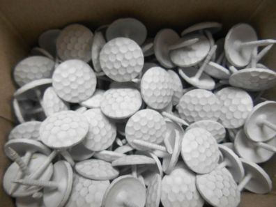 25 Ziernägel/ Polsternägel in Hammerschlag , 15mm in weiß / Golfball
