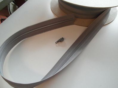 1 m Reißverschluß grau, Meterware mit passendem Zipper