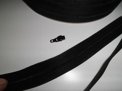 1 m Reißverschluß schwarz mit passendem Zipper, Meterware