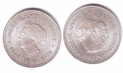 10 Gulden Silbermünze Niederlande Regierungsjubiläum 1970