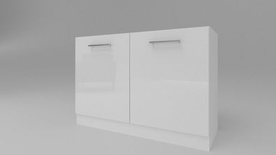 Küchen Unterschrank 2 Türig Weiß Hochglanz Weiß Matt 60 - 120cm Möbelsockel soft clos