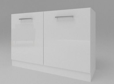Küchen Unterschrank 2 Türig Weiß Hochglanz 60-120 cm Tiefe 55cm Möbelsockel