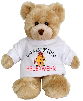 Plüsch - Teddybär mit Shirt - Papa ist bei der Feuerwehr - Größe ca 20 cm - 27012