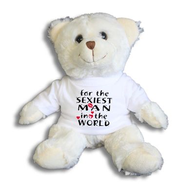 Teddybär mit Shirt - for the sexiest Man in the World - Größe ca 26cm - 27180 wei