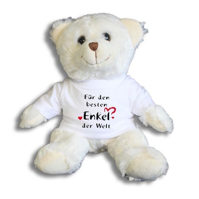 Teddybär mit Shirt - Für den besten Enkel der Welt -- Größe ca. 26cm - 27033 wei