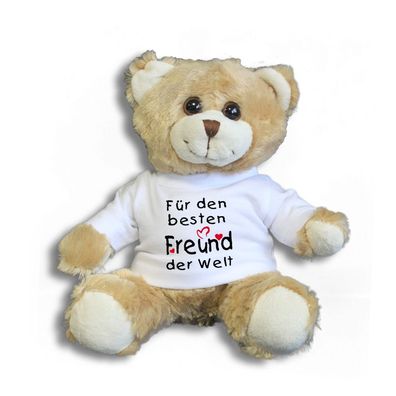 Teddybär mit Shirt - Für den besten Freund der Welt - Größe ca 26cm - 27091 hell