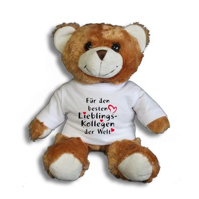 Teddybär mit Shirt - Für den besten Lieblings-Kollegen der Welt - Größe ca 26cm