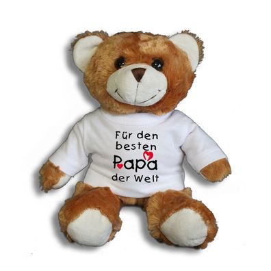 Teddybär mit Shirt - Für den besten Papa der Welt - Größe ca 26cm - 27048 dunkel