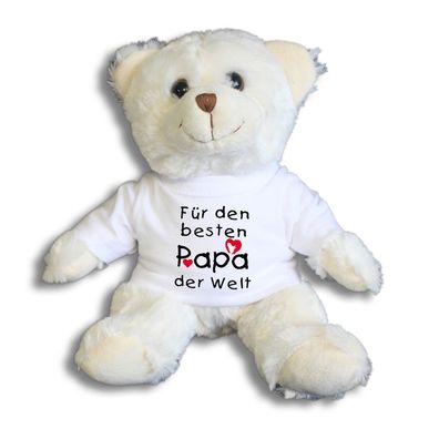 Teddybär mit Shirt - Für den besten Papa der Welt - Größe ca 26cm - 27048 weiß