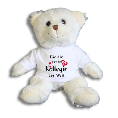 Teddybär mit Shirt - Für die beste Kollegin der Welt - Größe ca 26cm - 27174 wei