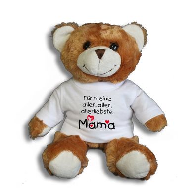 Teddybär mit Shirt - Für meine aller, aller, allerliebste Mama - Größe ca 26cm -