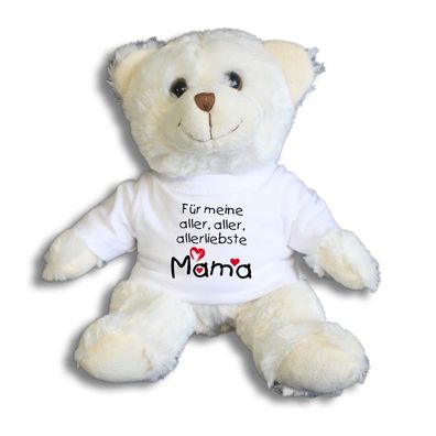 Teddybär mit Shirt - Für meine aller, aller, allerliebste Mama - Größe ca 26cm -
