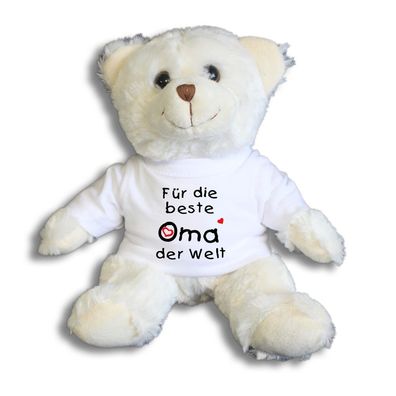 Teddybär mit Shirt - Für die beste Oma der Welt - 27032 weiß