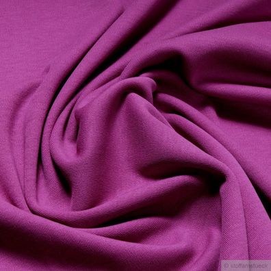 0,5 Meter Stoff Baumwolle Interlock Jersey fuchsia T-Shirt weich dehnbar pink