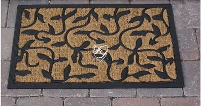Fußmatte Fußabtreter Gummimatte mit Kokosgefächt Klassiche Zweigen Motiv Deko Haustür