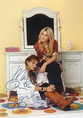 2 Original Autogramme Mary-Kate + Ashley Fuller Olsen Twins auf Großfoto (COA)