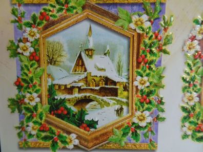 SET TBZ 3D Bogen Din A5 Karte + Kuvert Weihnachten Kirche Dorf Weihnachtsstern.....
