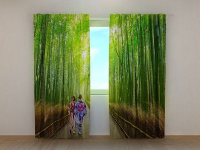 Fotogardine Bambus Wald Vorhang bedruckt Fotodruck Fotovorhang nach Maß