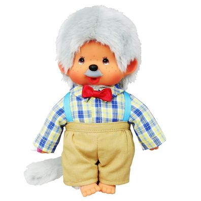 Großvater Opa | 20 cm | Monchhichi Puppe | Junge | Opi mit grauem Fell