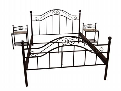 Metallbett schwarz 140x200 cm Bett romantisch Ehebett Doppelbett antik günstig