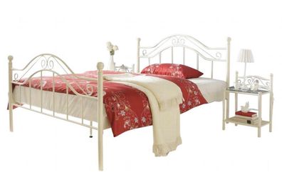 Himmelbett cremeweiß 90 x 200 cm Bett Metallbett romantisch Einzelbett antik