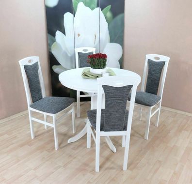 Essgruppe 5 tl.g weiß graphit Tischgruppe modern design Stuhlset Tisch rund