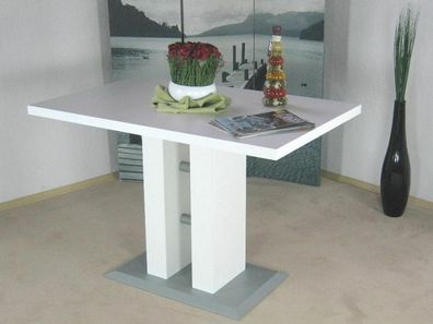 Säulentisch weiss 110 x 70 cm Esstisch Esszimmertisch Küchentisch modern design