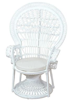 Pfauenthron weiß Rattansessel Sessel Rattanstuhl hochwertig modern design neu