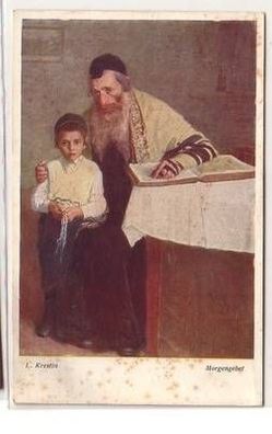 58093 Judaika Ak Morgengebet von L. Krestin um 1910