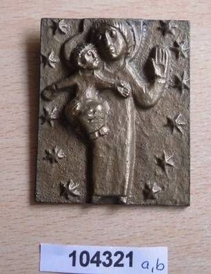 seltene alte künstlerische plastische Bronze/ Messing Medaille Kirchliches Motiv