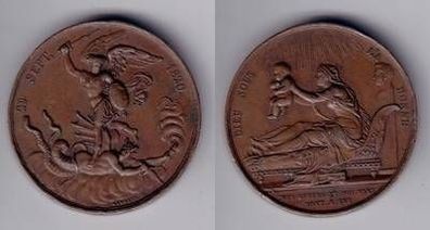 alte Bronze Tauf Medaille Frankreich 29. September 1820