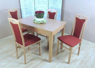 Tischgruppe massivholz Buche natur terracotta Auszugtisch Stuhlset Stühle Tisch