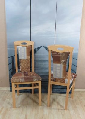 2 x Stühle Buche natur terra cognac massivholz Stuhlset günstig modern design