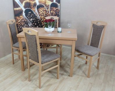 Tischgruppe massivholz Buche natur cappuccino Auszugtisch Stuhlset Stühle Tisch