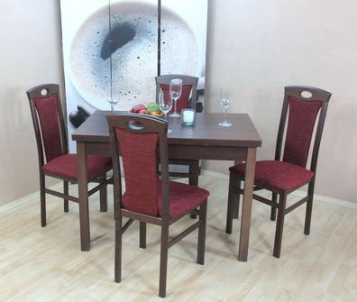 Tischgruppe massivholz nußbaum dunkel cappuccino Auszugtisch Stuhlset Stühle